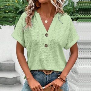 Light Green Button-Up Women's Top